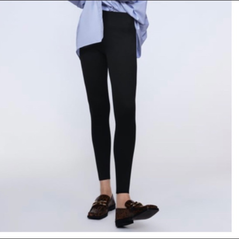 NWT Zara Black Ribbed Leggings (Small)